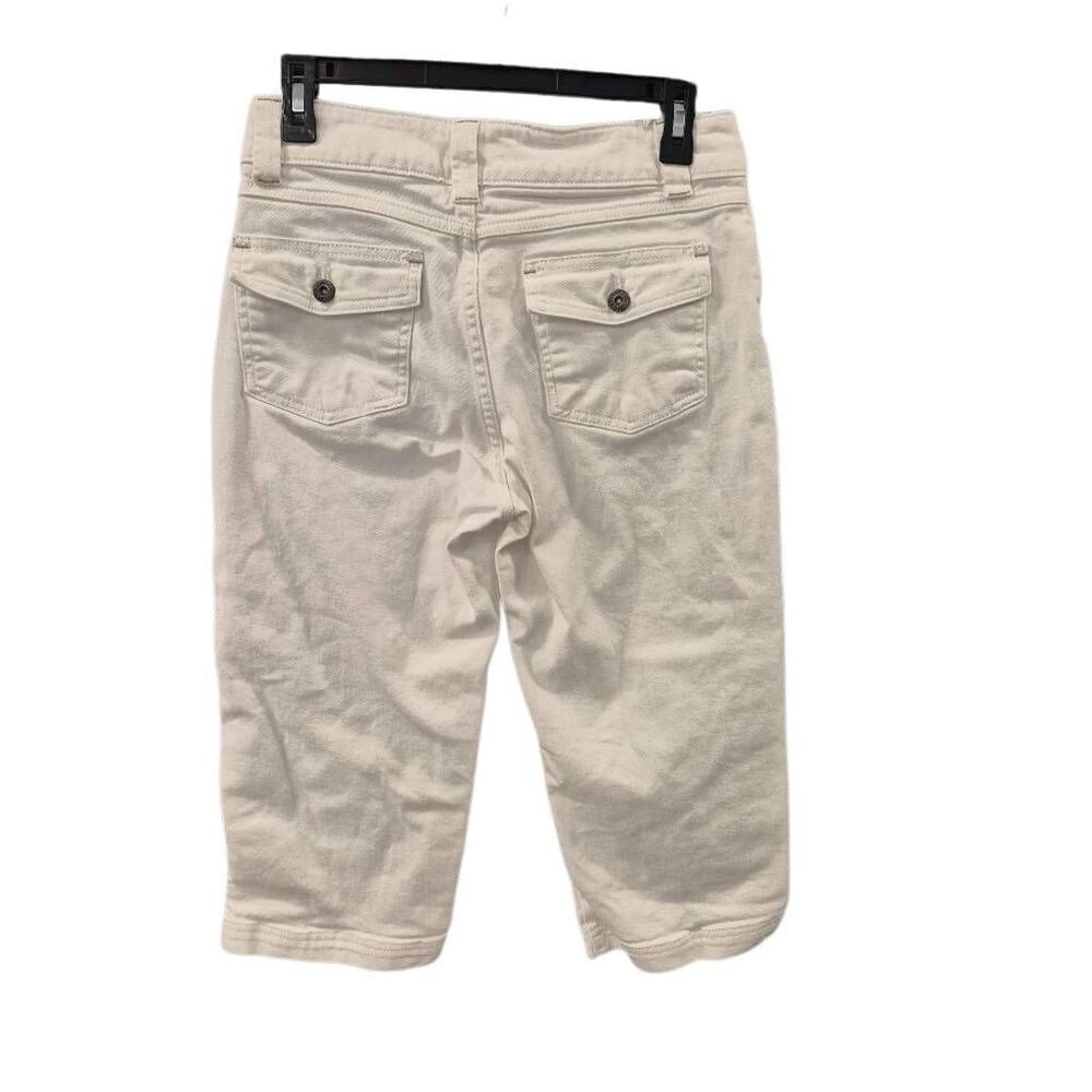 Lee Women's White Cotton/Spandex Denim Just Below the Waist Long Shorts Knee Len - Picture 5 of 8